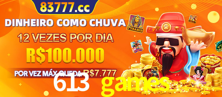 Banner do programa de recompensas Recomende para amigos do 613 games, detalhando os bônus por convidar amigos, com prêmios que chegam a R$288.888.