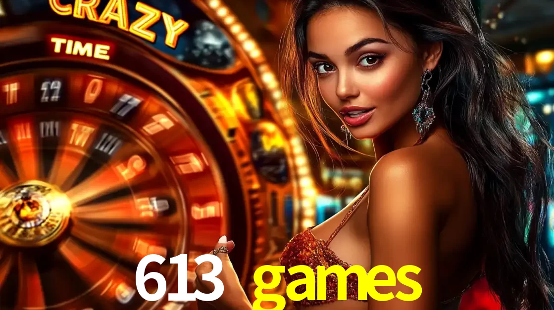 Mulher ao lado da roda de prêmios do jogo de cassino ao vivo Crazy Time, um dos shows de jogos mais emocionantes oferecidos pela plataforma de apostas 613 games.